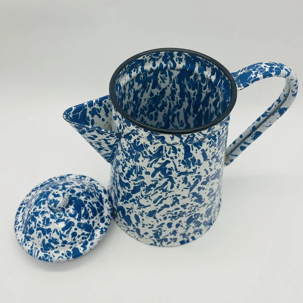 CGS International Inc. Fine Enamelware Blue white 8.5in Tea Pot 1986