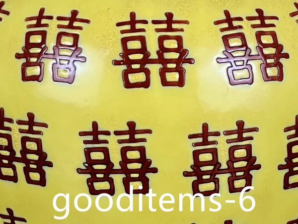 6.6"China Porcelain Qing Qianlong Enamel Color Double Happiness Pattern Tea Can