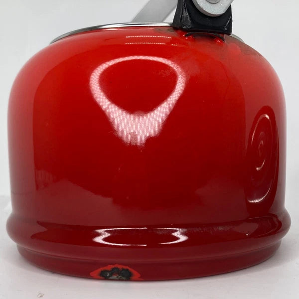 Le Creuset Kettle Red Enamel 2.2 Quart Tea Water Whistling Pot Handle - READ