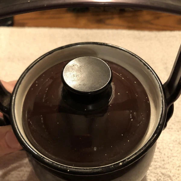 Small Brown Enamel Tea Kettle With Lid E