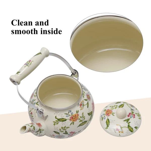Colorful Water Kettle, Porcelain Enamel Tea Kettle 2.5L, Retro Classic Design...