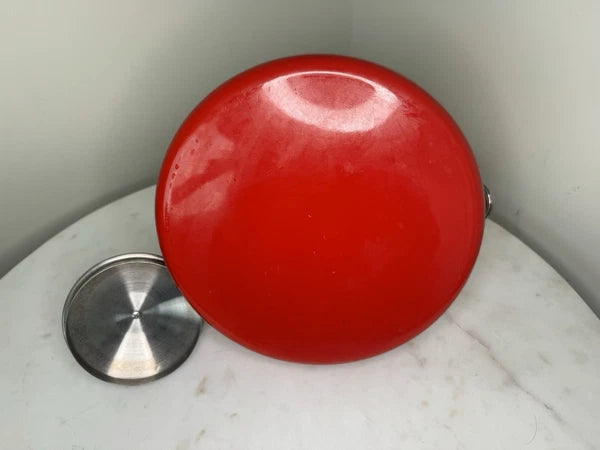 Chantal Whistling Tea Kettle Pot Red Enamel Steel Brushed Stainless Lid 2 Qt