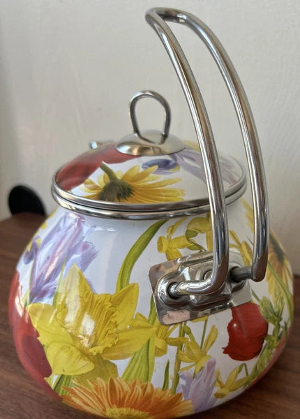The Pioneer Woman Flower Garden Tea Kettle 2.3 Qt Retired Pattern Enameled Steel