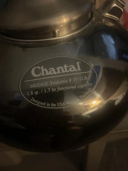 NEW Chantal Whistling Tea Kettle Teapot Onyx Enamel Black Handle