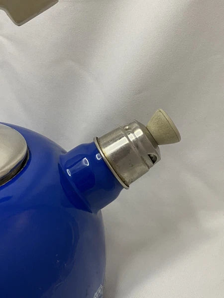 Retro 60s / 70s Blue Enamel Circle Star pattern tea kettle Stains Inside