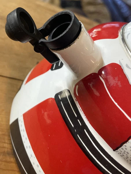 ROSCHO Jolly Santa Claus Enamel Whistling Tea Pot Kettle Holiday 3 Qt Christmas