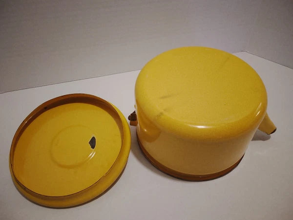 Vintage Yellow Enamel Tea Kettle