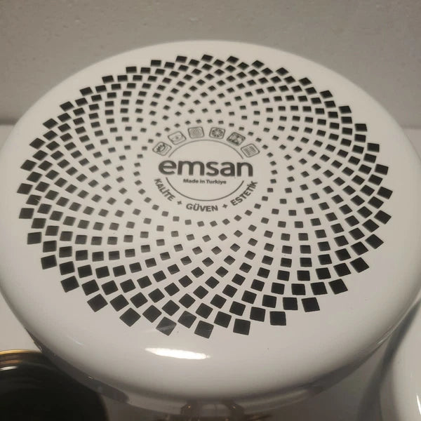 Emsan Troy Kettle White Nostalgia Enamel Vintage TeapotsTitanium Coated  c6