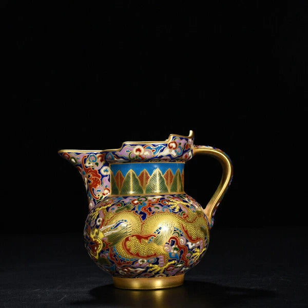 4.8" Chinese antique Qing Dynasty Qianlong Enamel Dragon pattern Monk hat pot