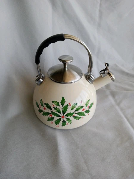 LENOX HOLIDAY ENAMEL TEAPOT KETTLE NEVER USED