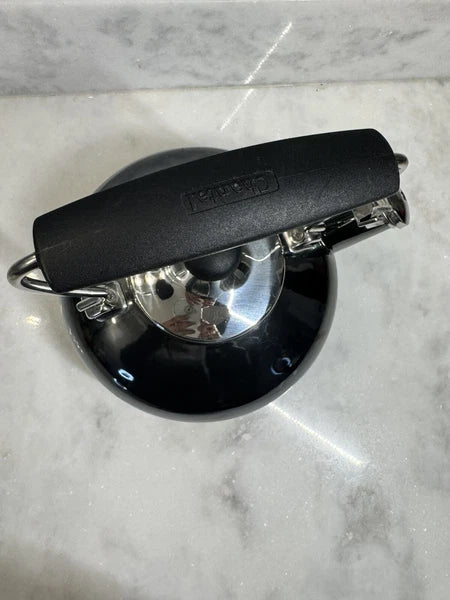 Chantal Whistling Tea Kettle Teapot Enamel Black Onyx With Black Handle