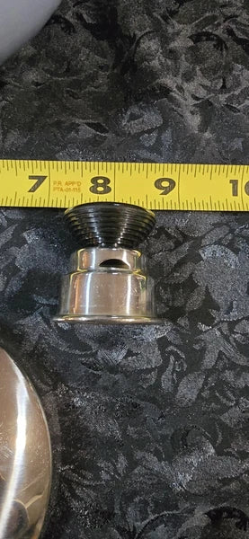 Vintage powder blue  Enamel Tea Kettle with Black Handles Chrome Trim New Stored