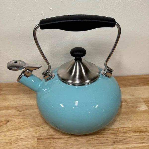 Chantal Tea Kettle Classic Loop Teapot Whistling 1.8QT with Lid Aqua Turquoise