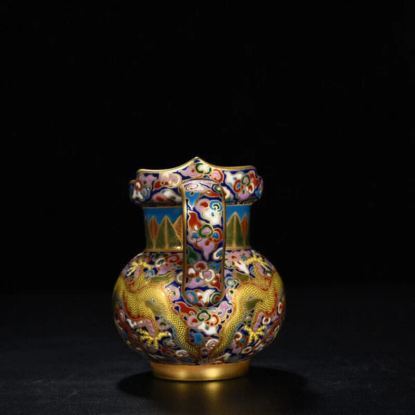 4.8" Chinese antique Qing Dynasty Qianlong Enamel Dragon pattern Monk hat pot