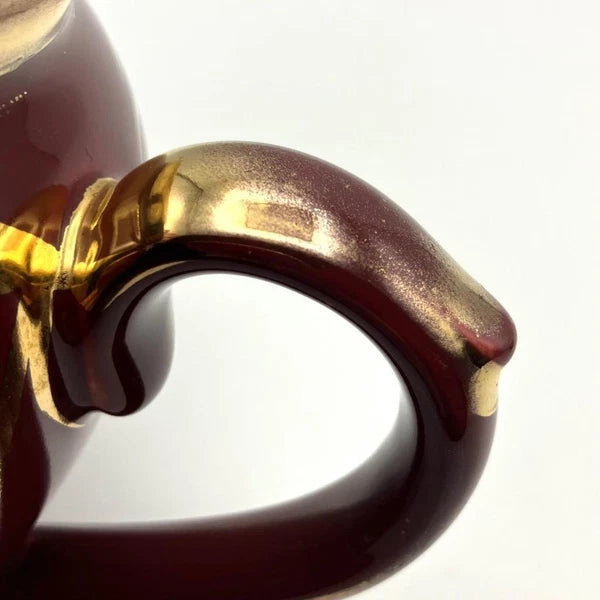 Vintage Gibson’s Burgundy Maroon Gilt & White Enamelled Teapot