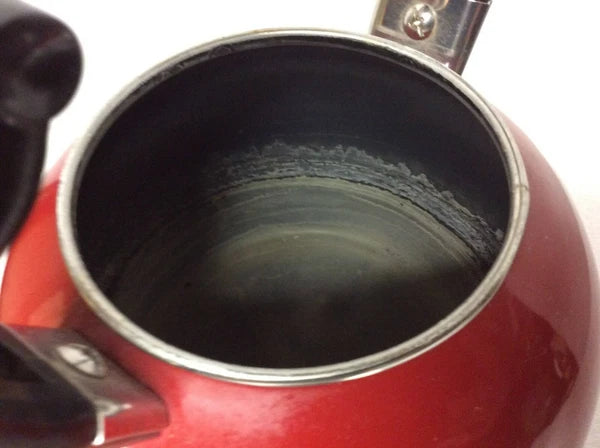 Vintage  Round Red Enamel Tea Kettle - USED