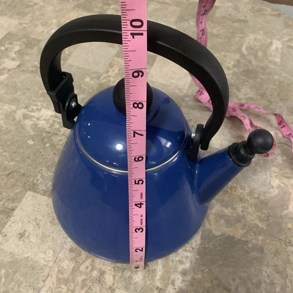 Le Creuset Whistling Tea Pot Kettle 1.6 L Liter 1.7 Qt Quart Blue Enamel Teapot!