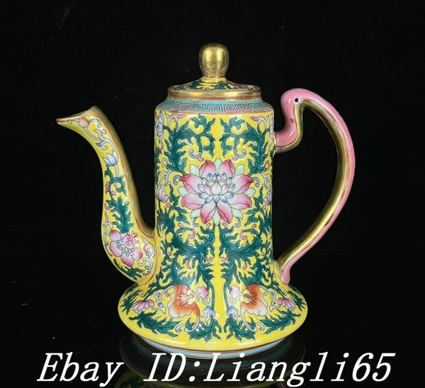 5.7'' Old Dynasty Enamel Color Porcelain Gilt Flower Bat Wine Tea Pot Flagon-