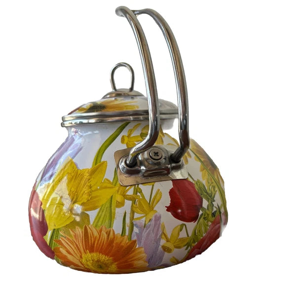 The Pioneer Woman Flower Garden Tea Kettle 2.3 Qt Retired Pattern Enameled Steel