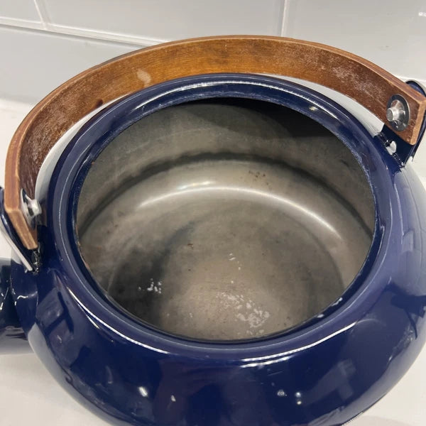 Vintage Towle Co. National Housewares 1987 Dark Blue Enamelware Teapot