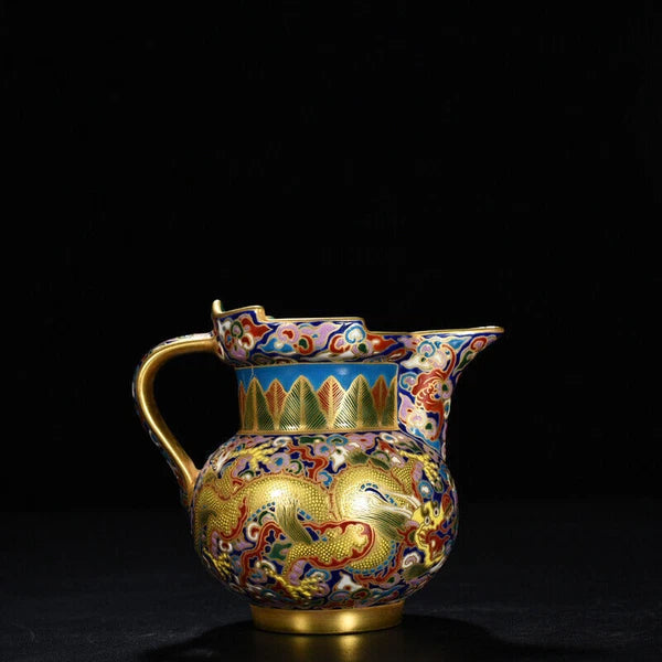 4.8" Chinese antique Qing Dynasty Qianlong Enamel Dragon pattern Monk hat pot