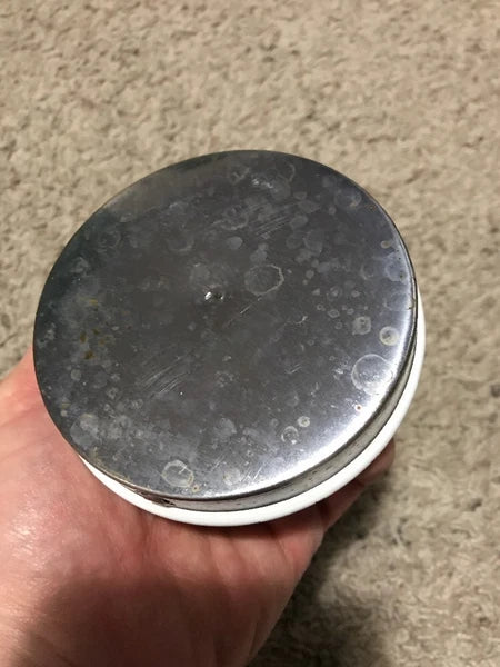 VINTAGE WHITE ENAMEL COFFEE POT Robin/ Blue Bird In A Cage