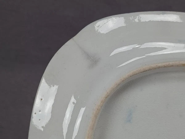 British Hand Painted Pink Red Gold Floral Cobalt Teapot Stand C.1810-1815