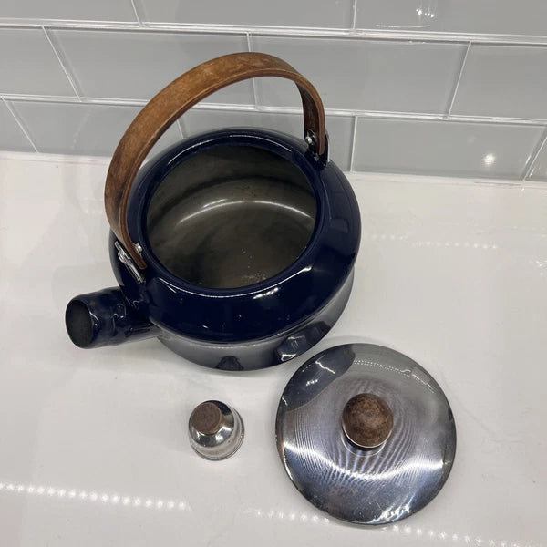 Vintage Towle Co. National Housewares 1987 Dark Blue Enamelware Teapot