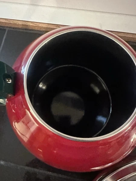 Vintage Coppola Apple Tea Kettle Enamel Metal Teapot.