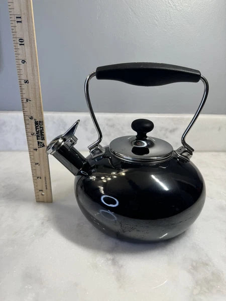 Chantal Whistling Tea Kettle Teapot Enamel Black Onyx With Black Handle