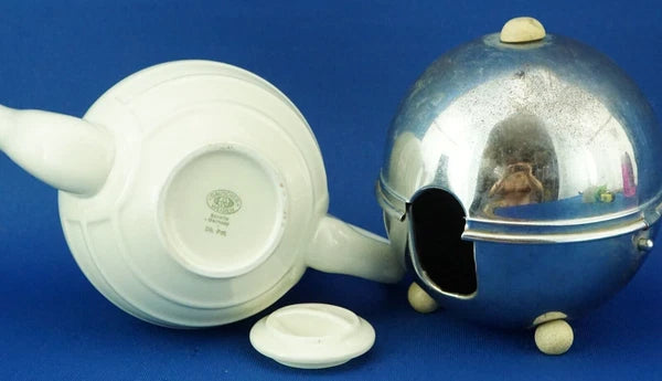 BAUSCHER WEIDEN Thermal teapot 1900 porcelain metal Germany Decò XX
