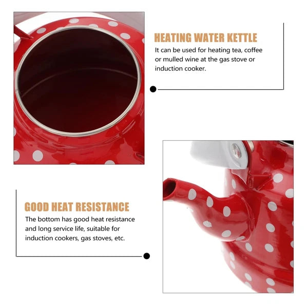 Vintage Tea Kettle 1.1 L Enamel Tea Kettle with Handle, Stove Top Water Kettl...