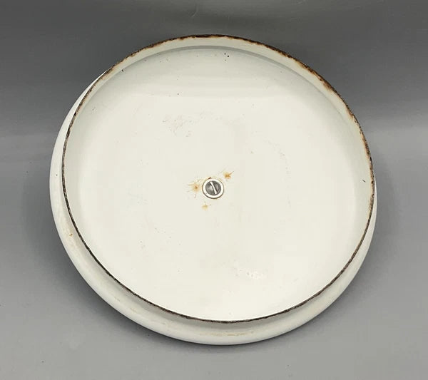 Vintage 64oz Enameled Ware Enamelware White & Black Trim Tea Water Kettle USA