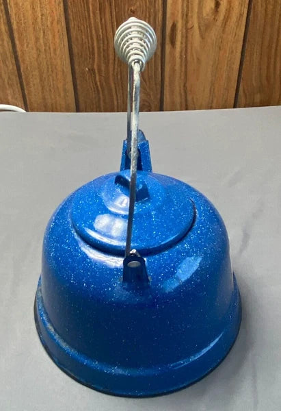 Vintage Cinsa Enamelware Blue Speckled Teapot Camping Country Kitchen Farm House