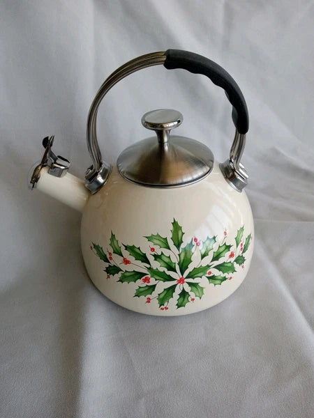 LENOX HOLIDAY ENAMEL TEAPOT KETTLE NEVER USED